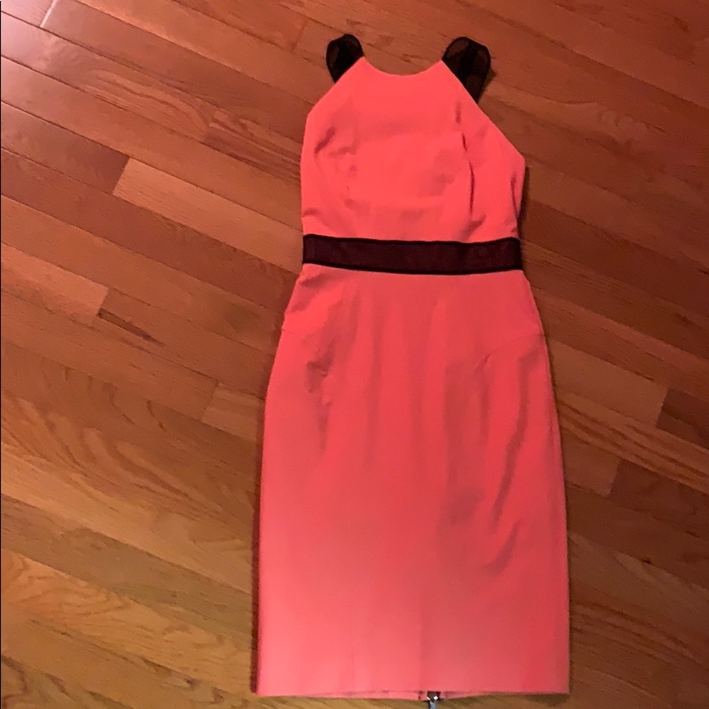 Milly coral and black zipper back dress